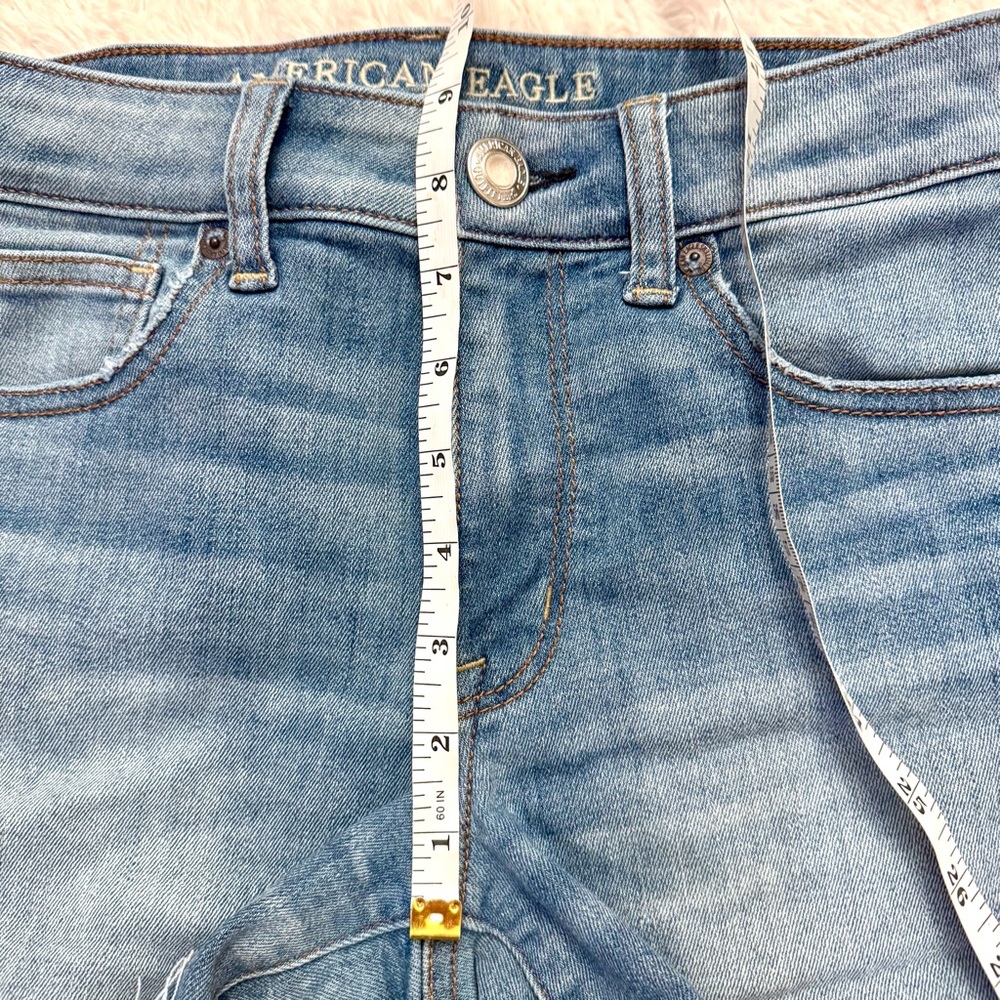 American Eagle High Rise Shortie Cut-Off Denim Shorts | Size 4 | Medium - Picture 5 of 5